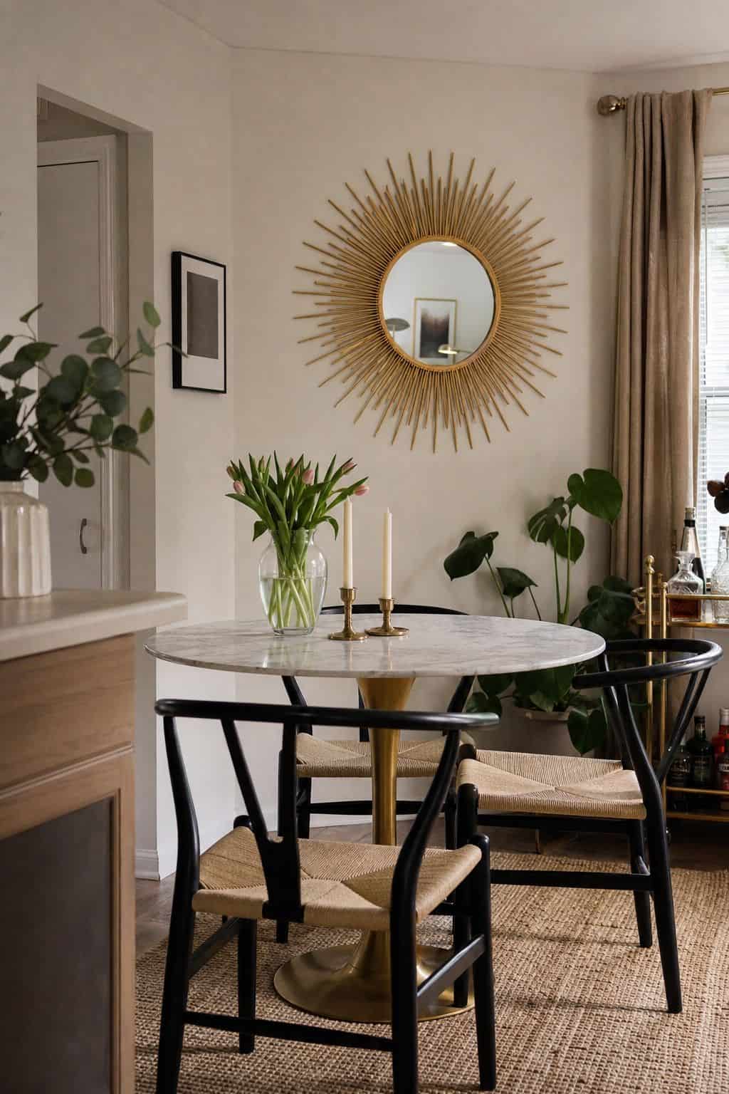 Sunburst Mirror dining room mirror idea for a small apartment