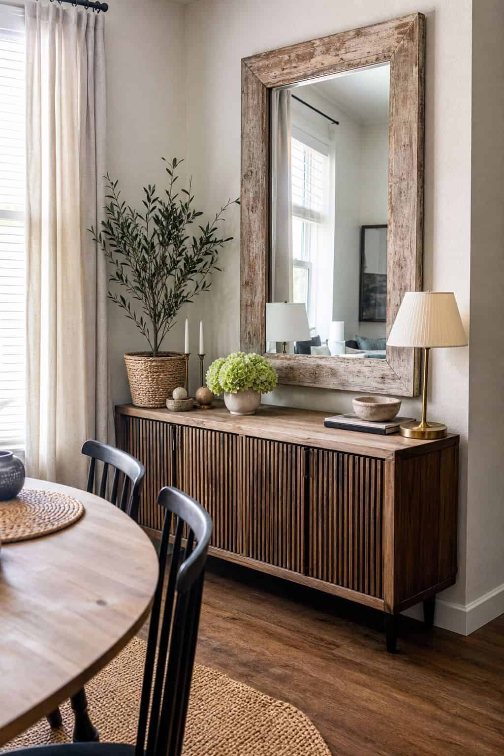 Distressed Frame dining room mirror idea for a small apartment