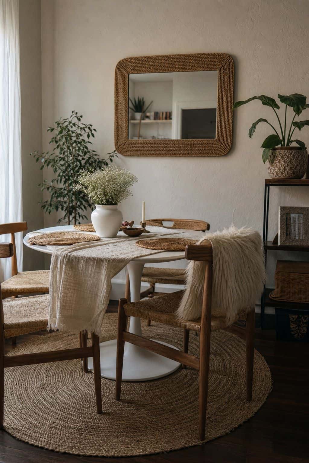 Boho Dining Room dining room mirror idea for a small apartment