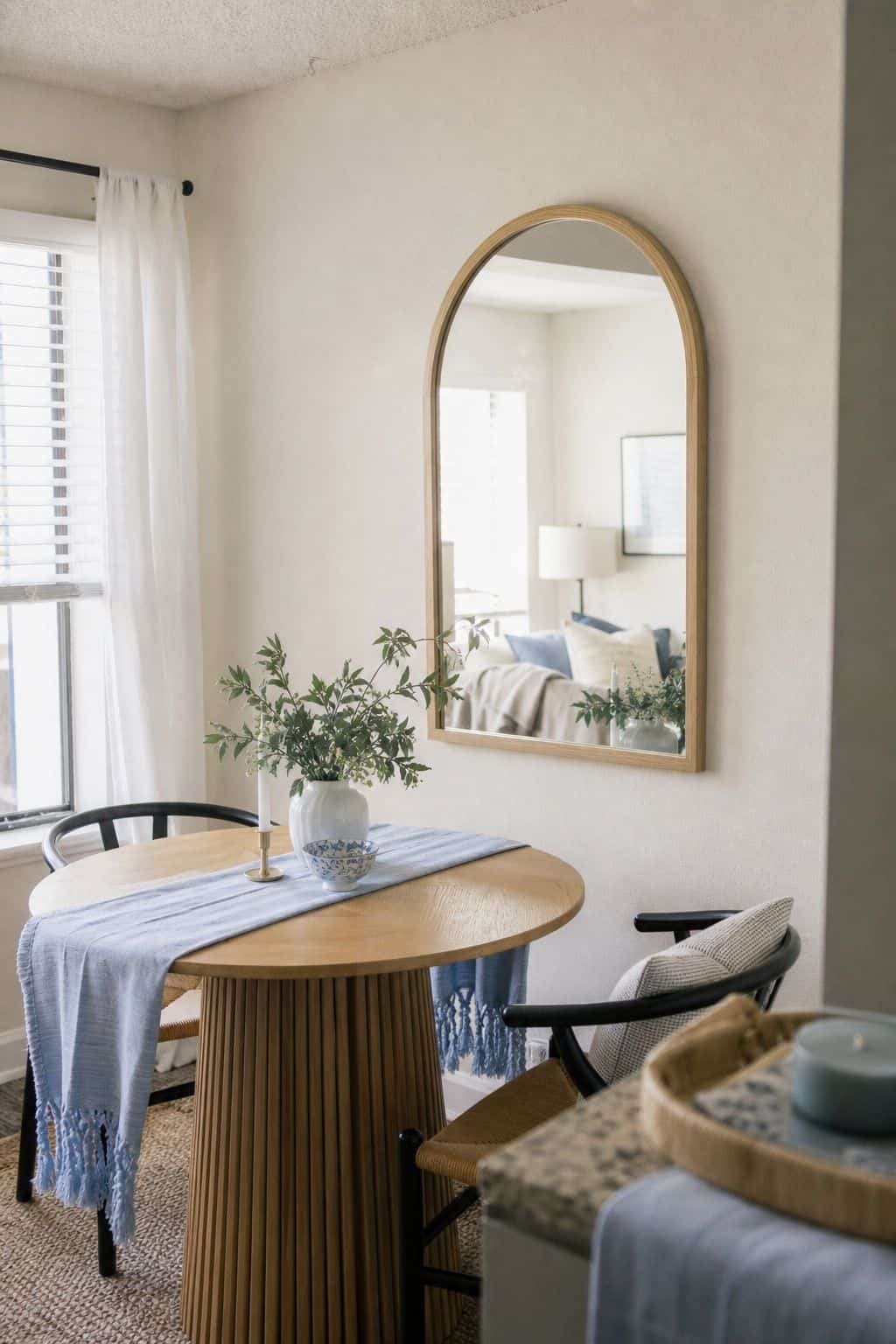 Coastal Dining Room dining room mirror idea for a small apartment