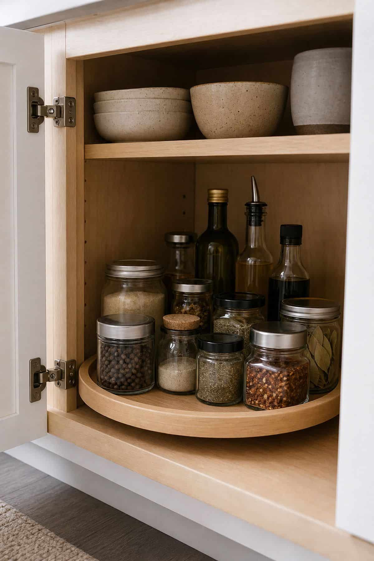 lazy susan inside cabinets for small apartment kitchen counter organization