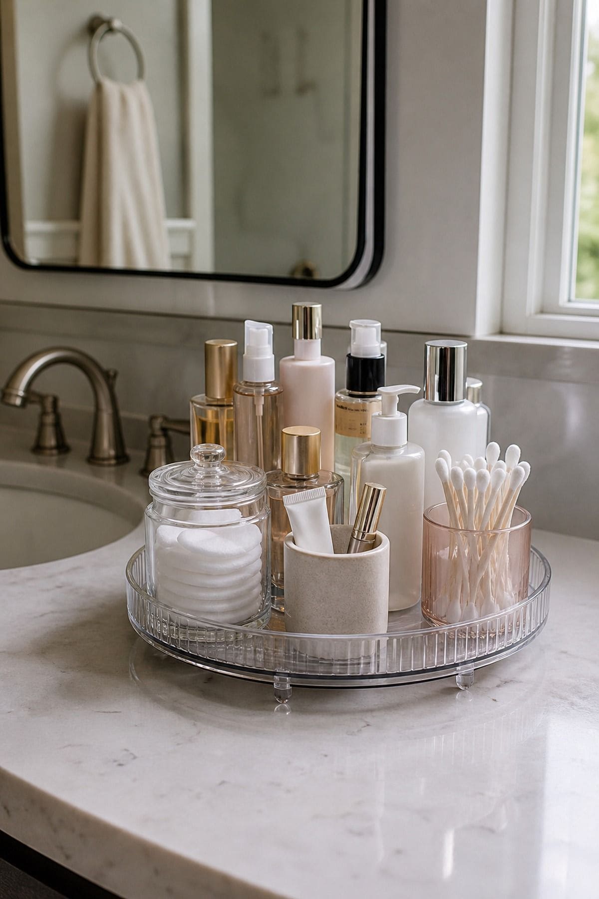 Rotating Counter Turntable for small apartment bathroom counter organization