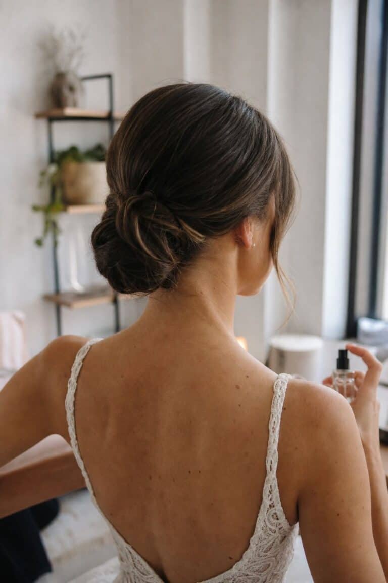 Low Chignon at the Nape summer bridal hairstyle