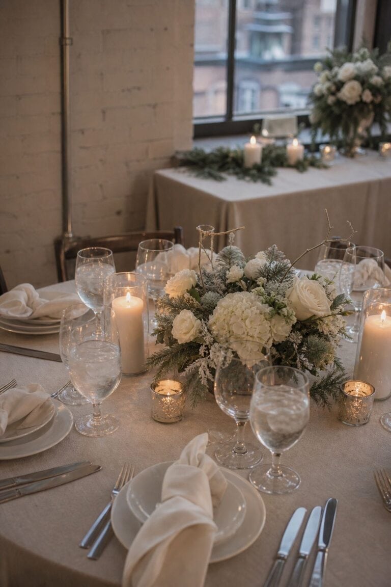 Winter Wonderland with Frosted Whites winter wedding idea