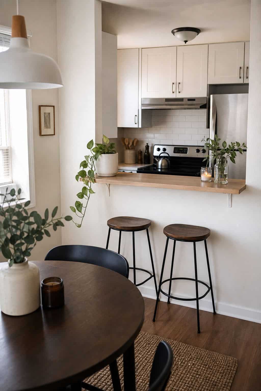 Pass-Through Bar breakfast counter idea in a small apartment kitchen