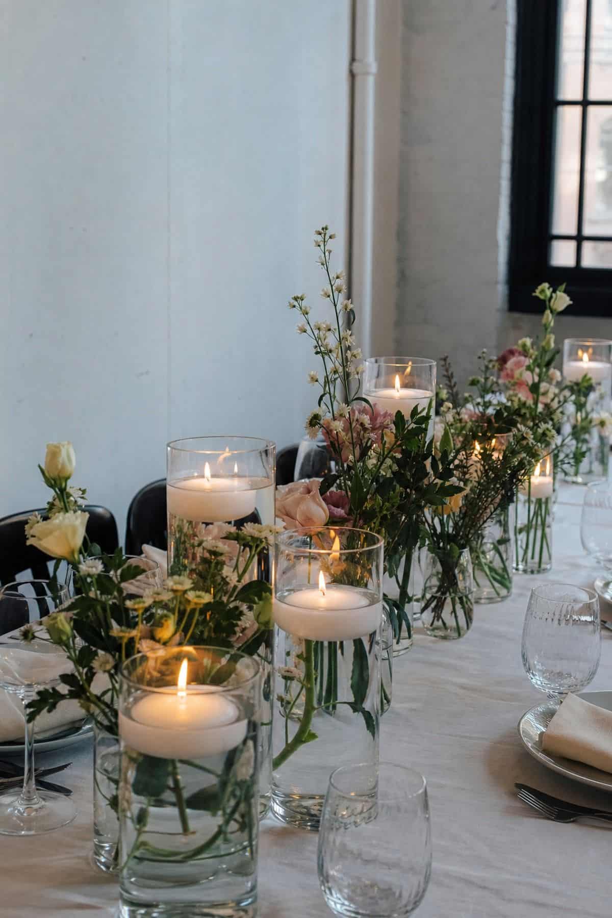 Budget wedding decor idea with tall clear cylinder vases set of 6