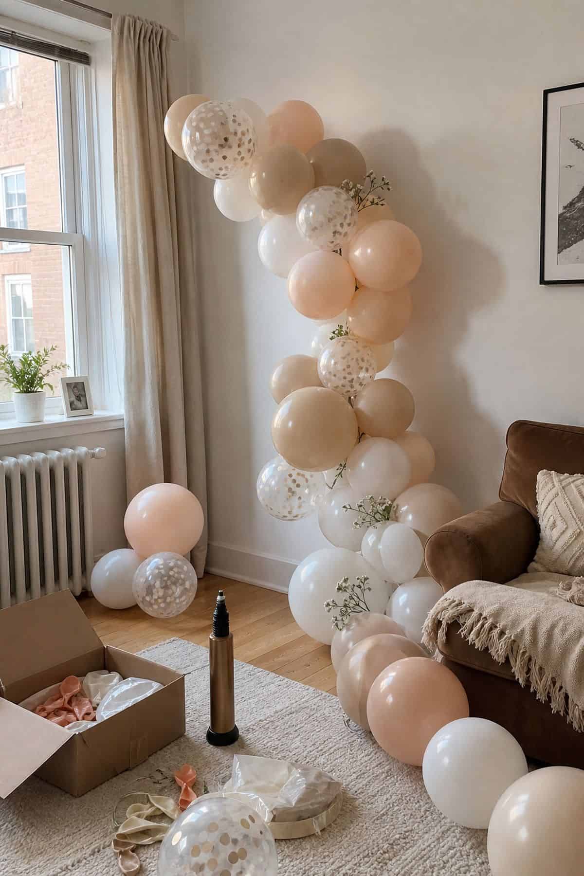 Budget wedding decor idea with balloon arch kit with pump