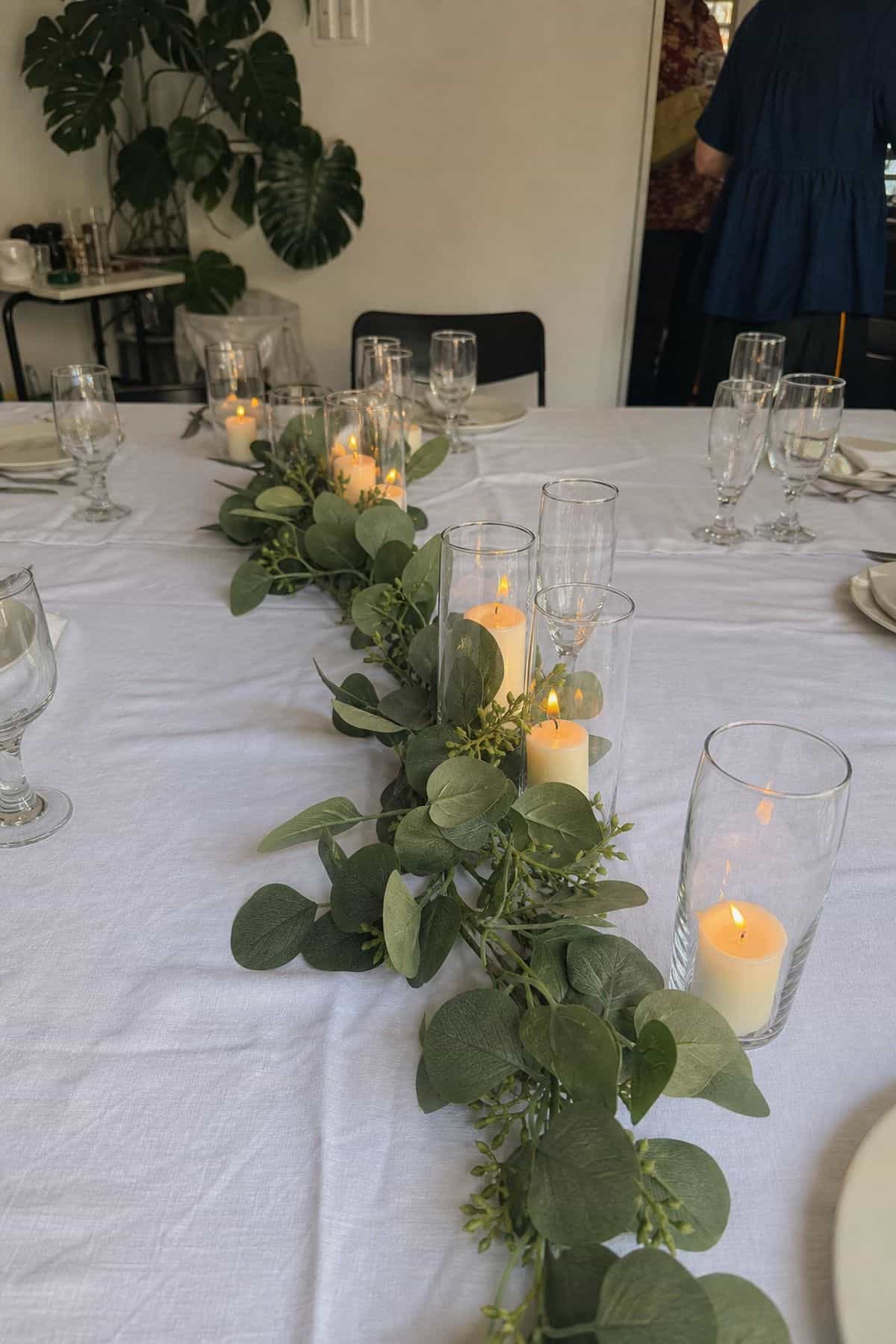 Budget wedding decor idea with artificial eucalyptus garland set of 2