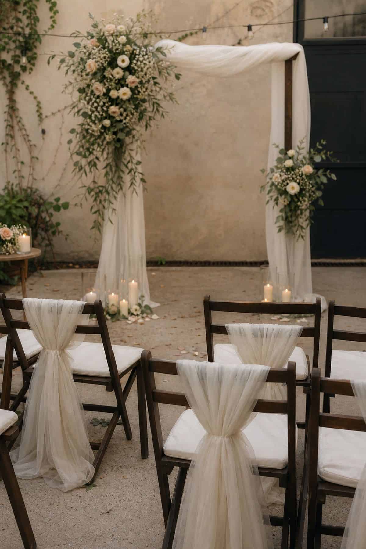 Budget wedding decor idea with ivory tulle rolls set of 6