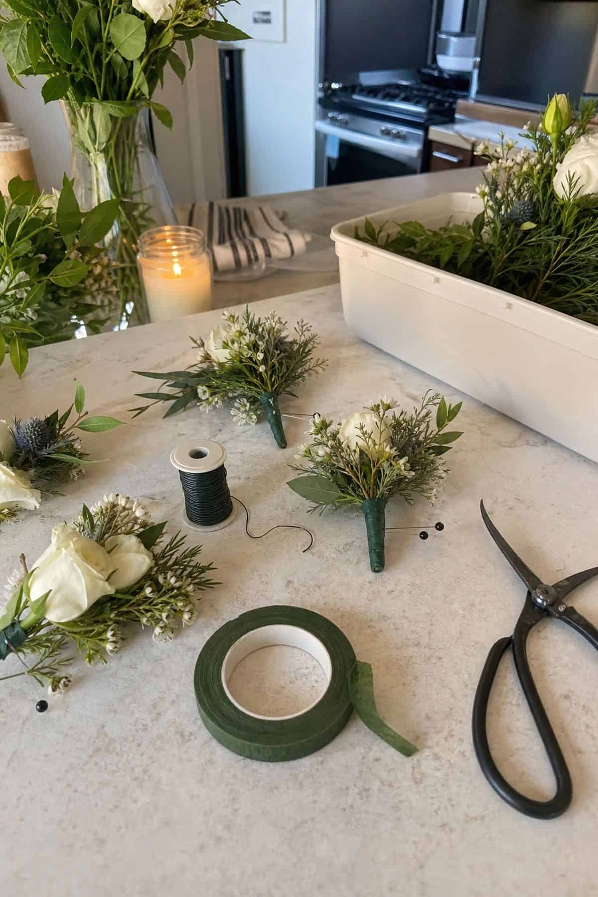 Budget wedding decor idea with floral wire and tape set