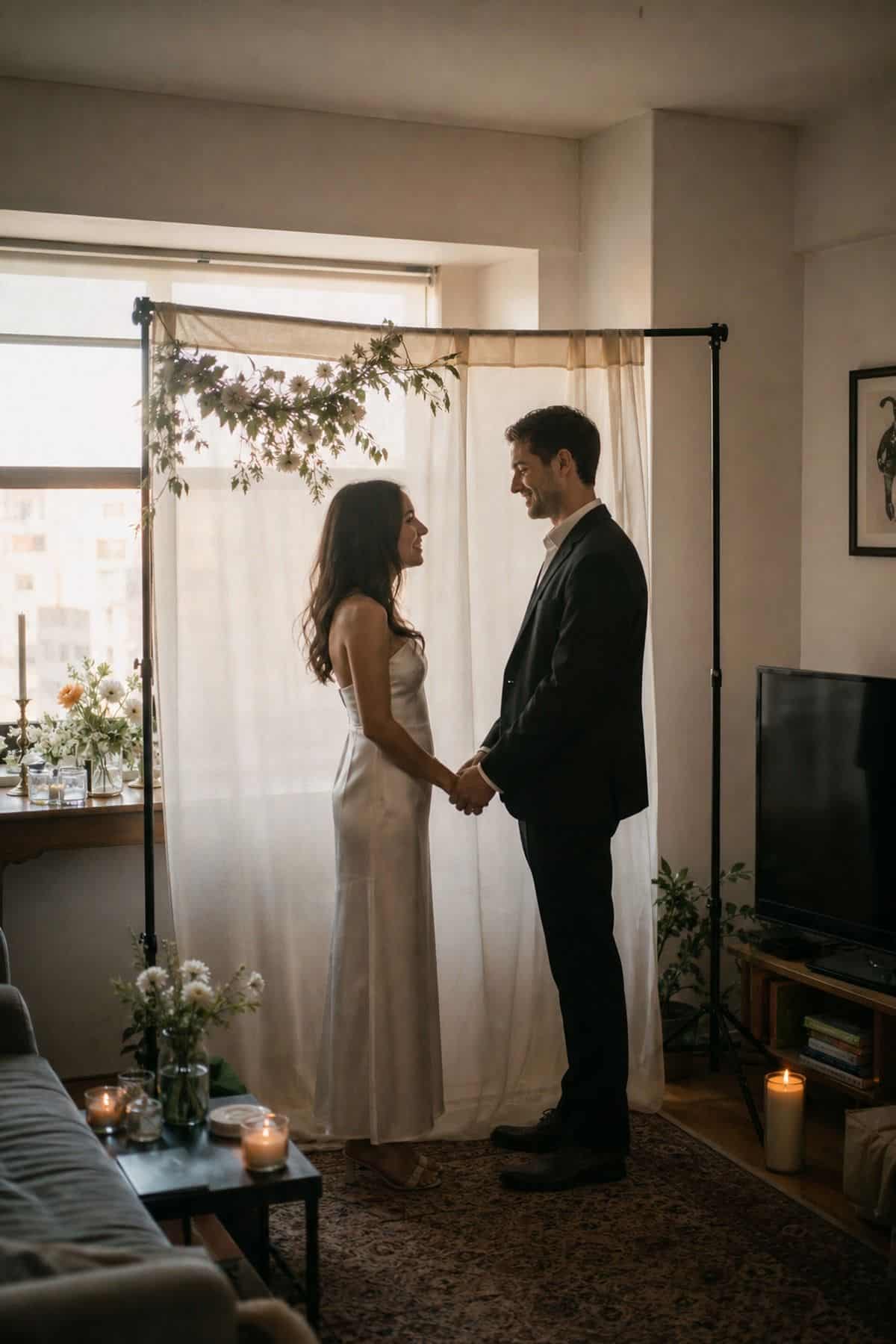 Budget wedding decor idea with adjustable backdrop stand 8x8ft