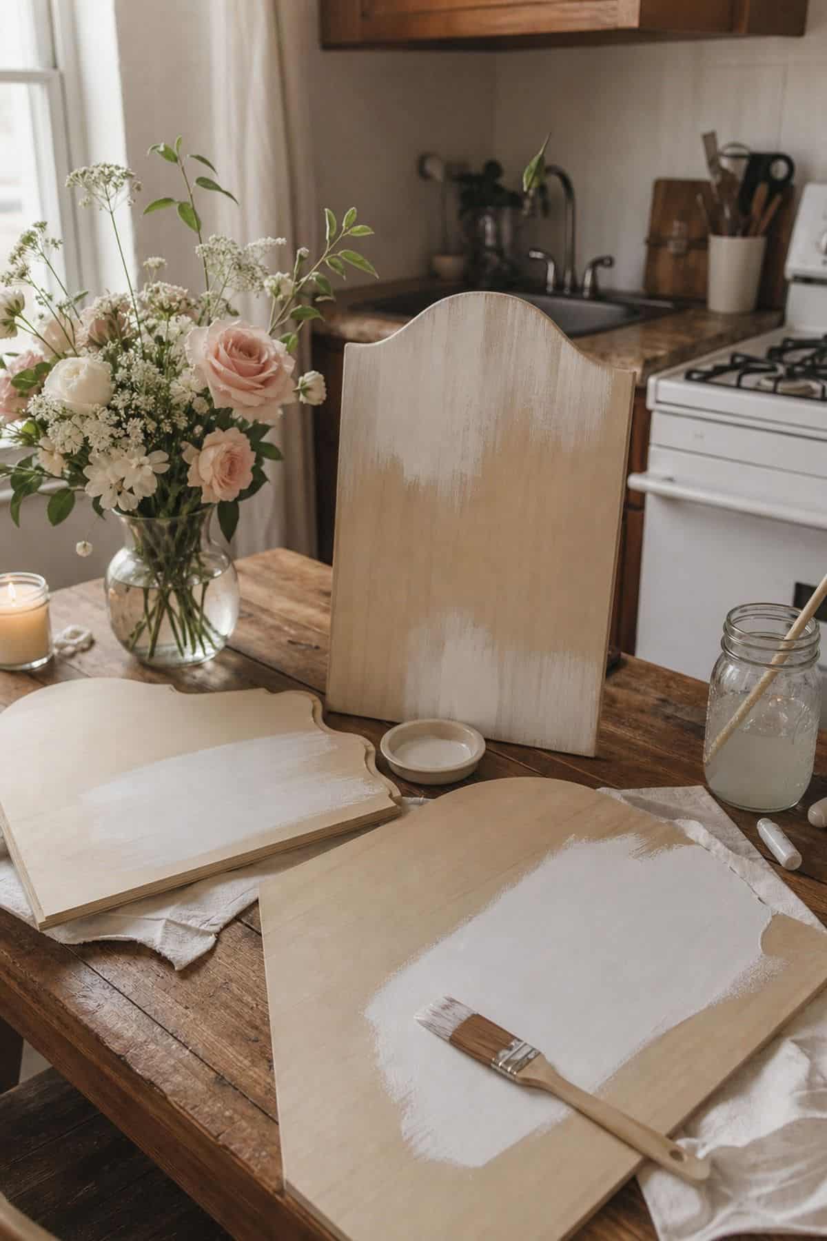 Budget wedding decor idea with unfinished wood wedding signs set of 5