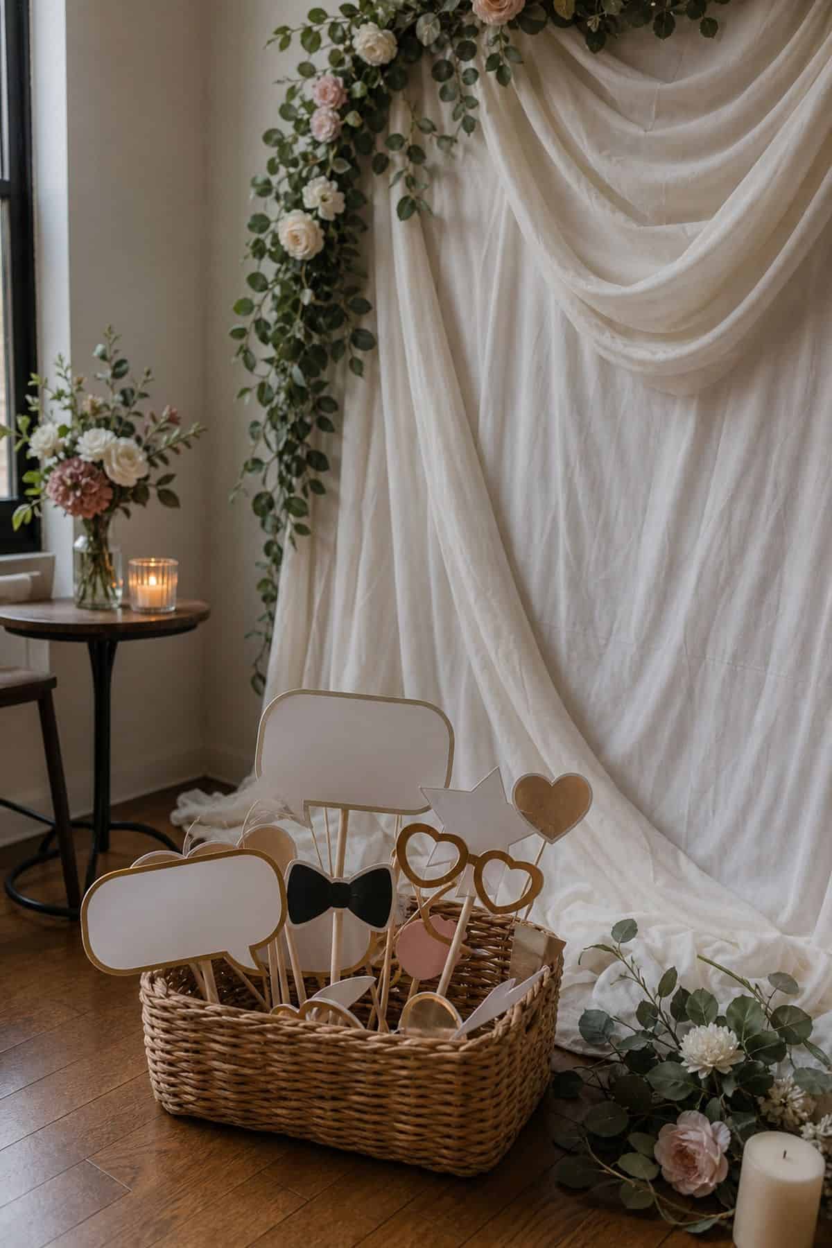 Budget wedding decor idea with wedding photo booth props set of 40