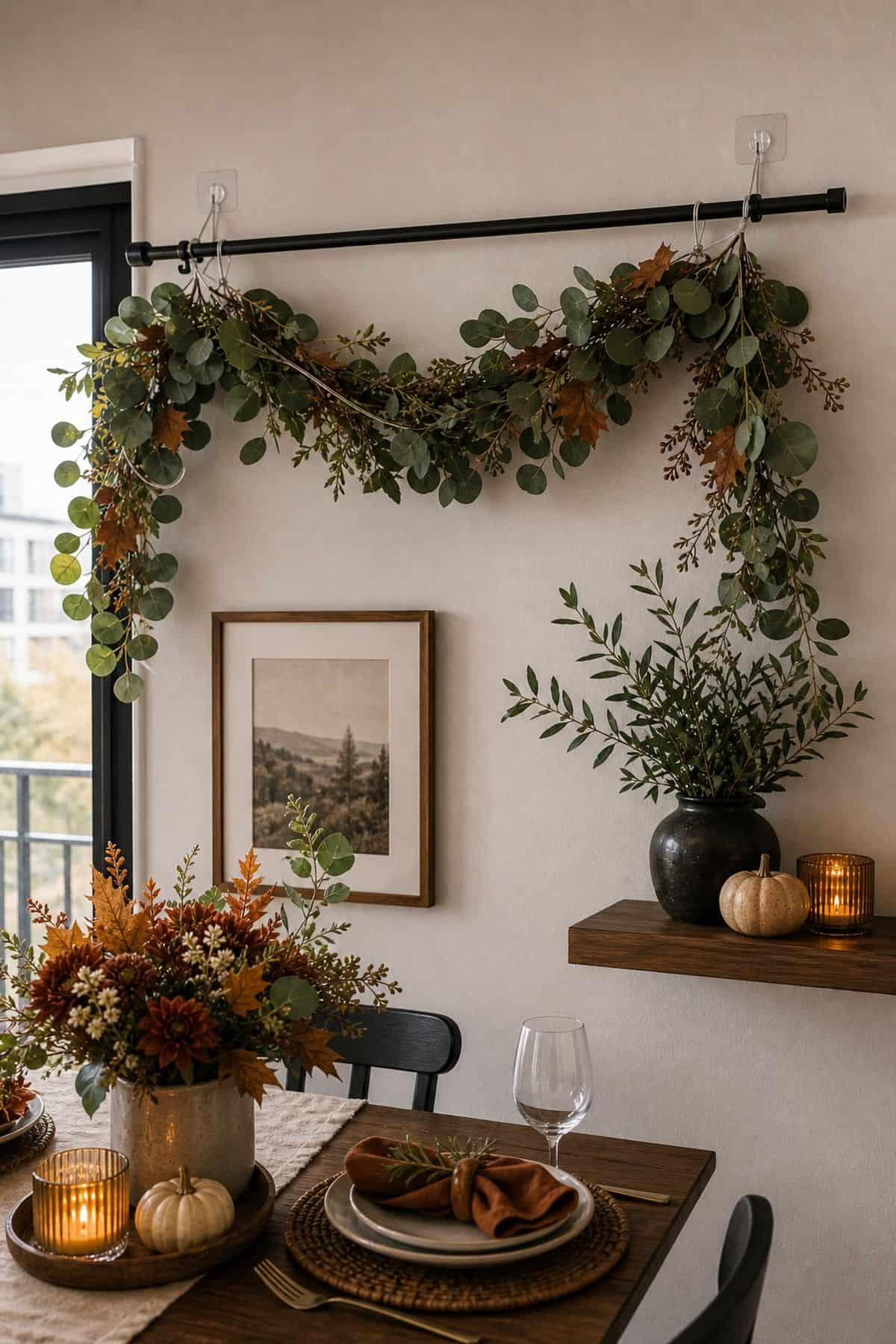 Renter Friendly Install Tips Command Hooks Tension Rods Friendsgiving dinner party decor idea