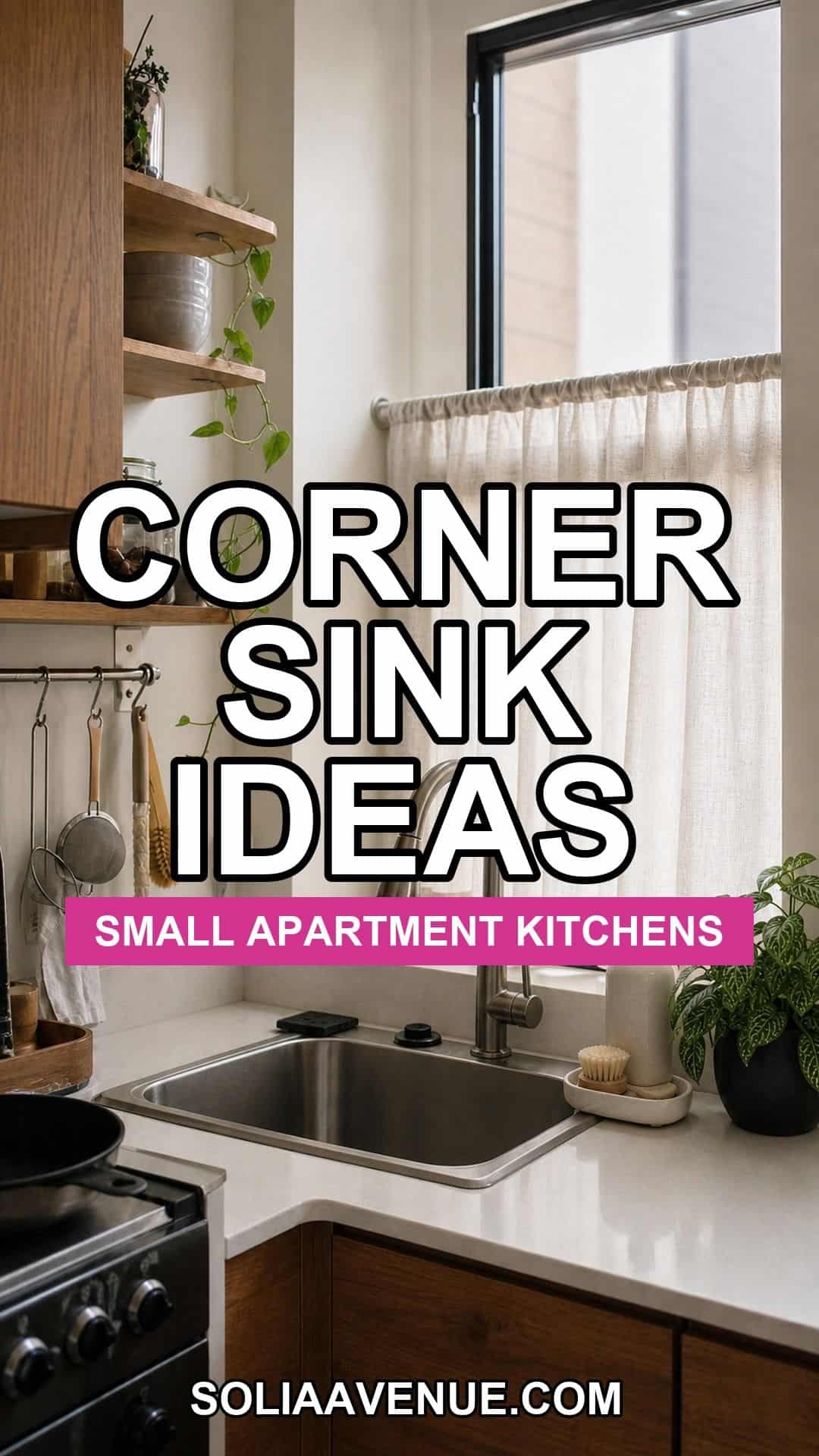 Corner sink kitchen decor ideas for a small apartment.