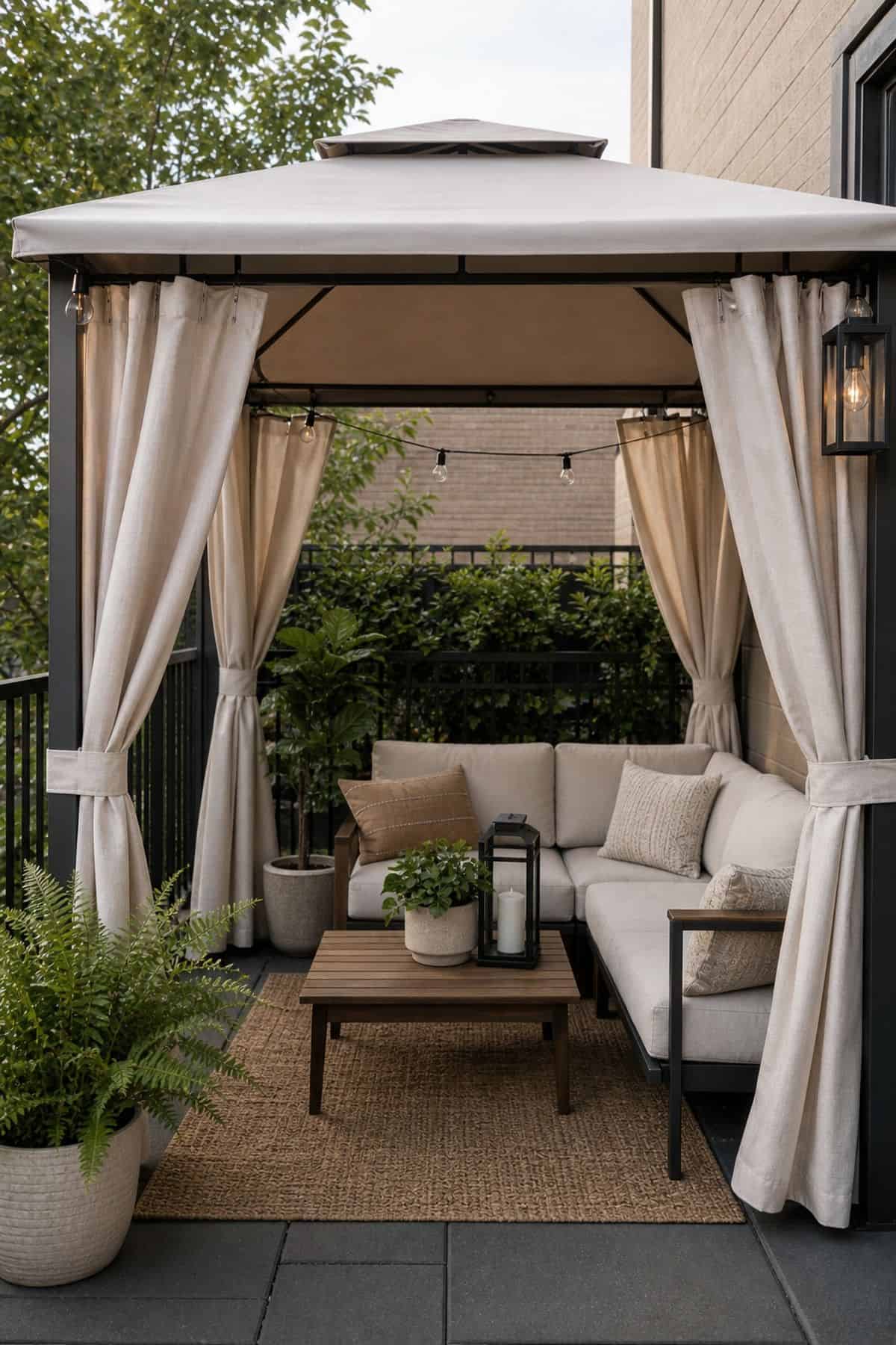 Build a pavilion-style patio with open sides covered outdoor patio idea