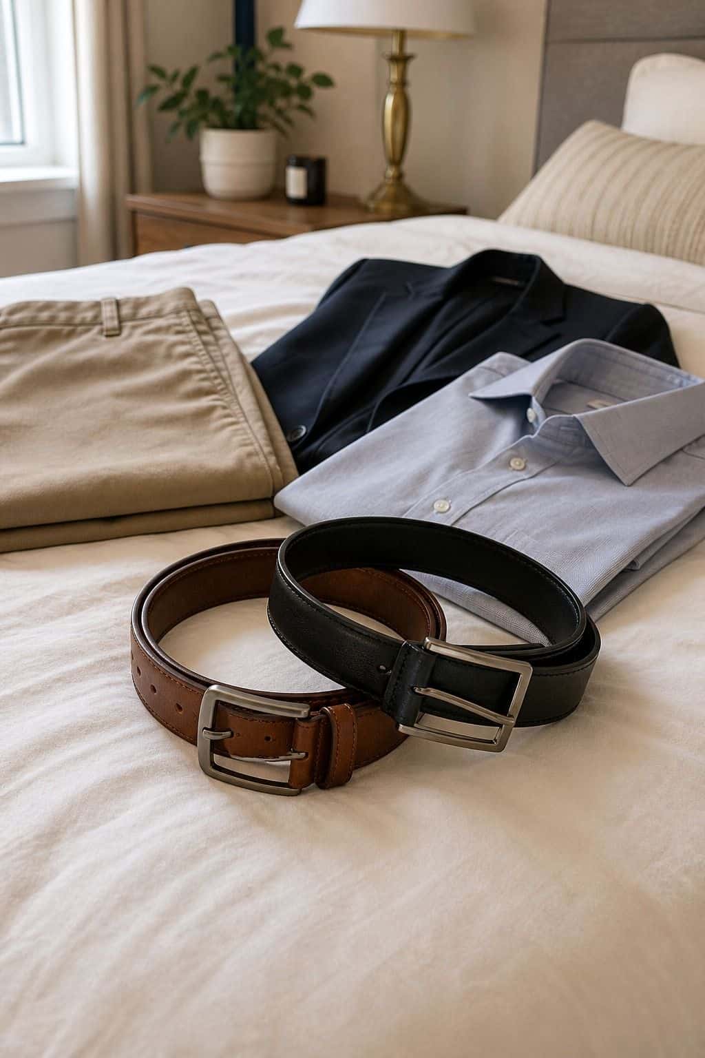Brown Leather Belt Set graduation gift idea for boys
