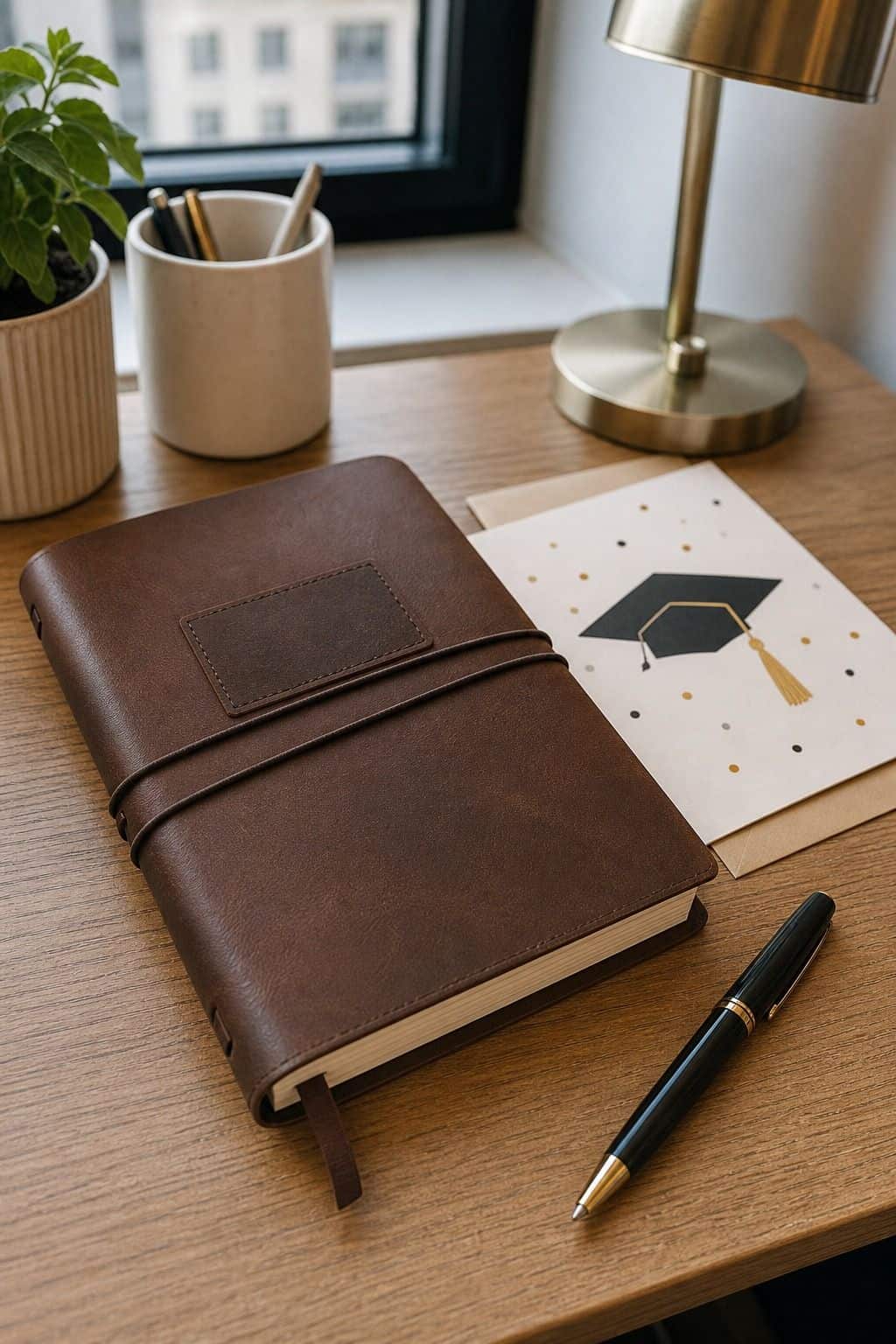 Leather Journal with Embossed Initials graduation gift idea for boys