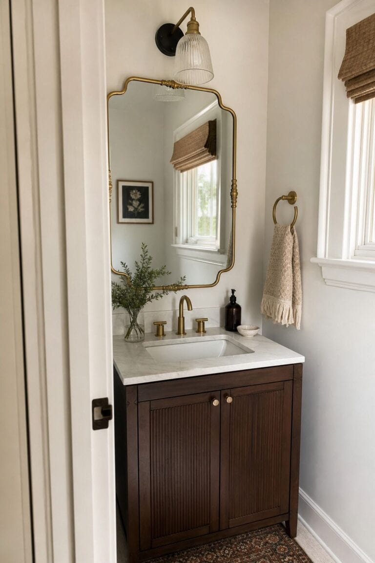 Hang a Statement Mirror Above the Sink in a small guest half bathroom