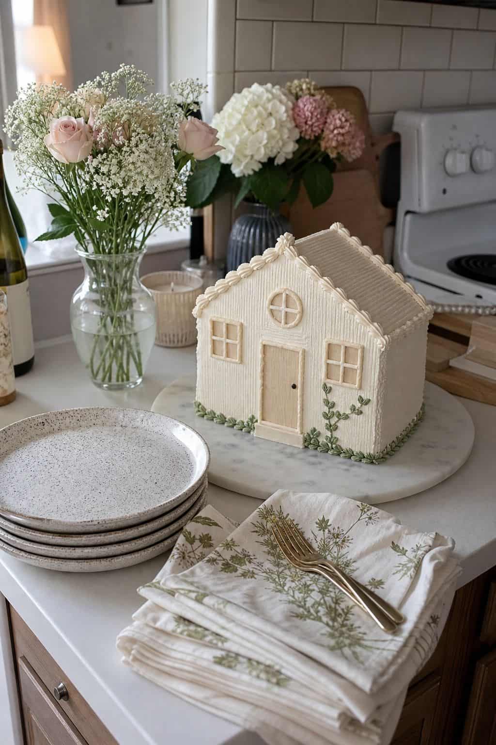 Bake a House-Shaped Cake housewarming cake idea