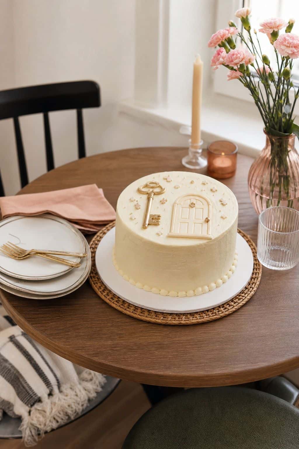 Decorate With a Key and Door Motif housewarming cake idea