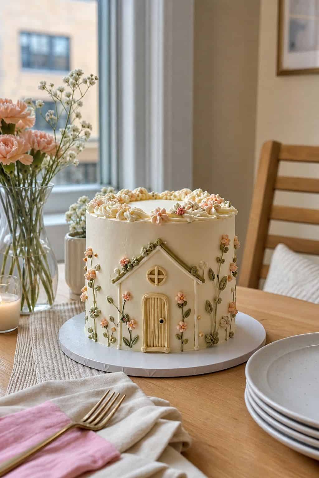 Pipe a Welcome Home Message housewarming cake idea