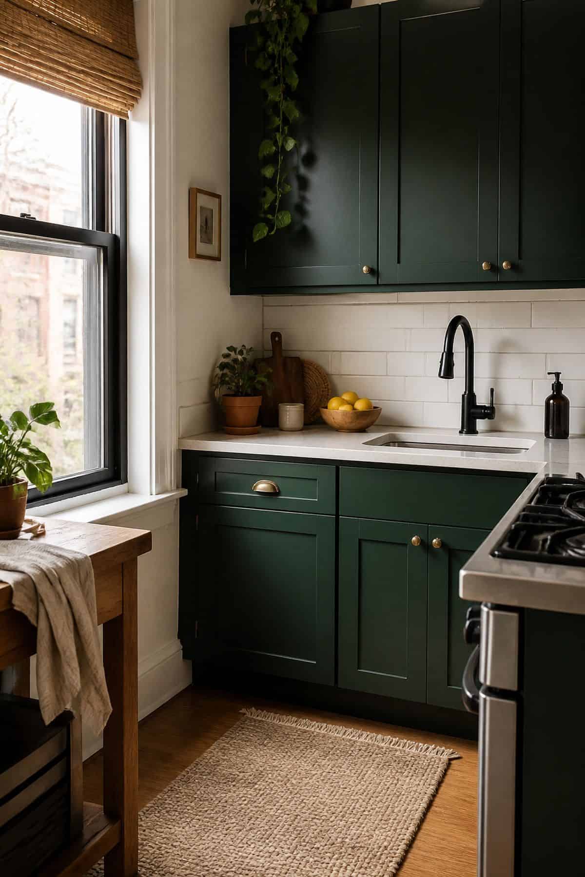 Deep Forest kitchen cabinet color idea