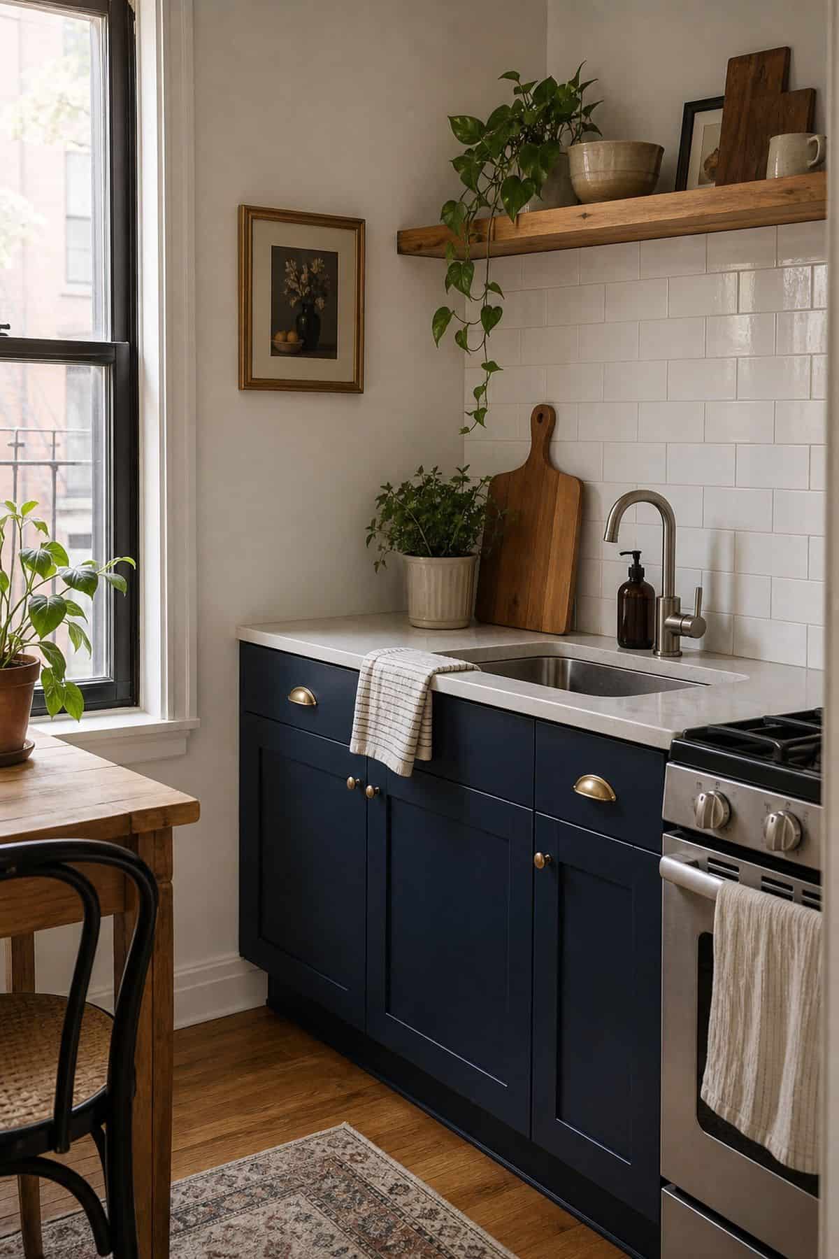 Navy Blue kitchen cabinet color idea