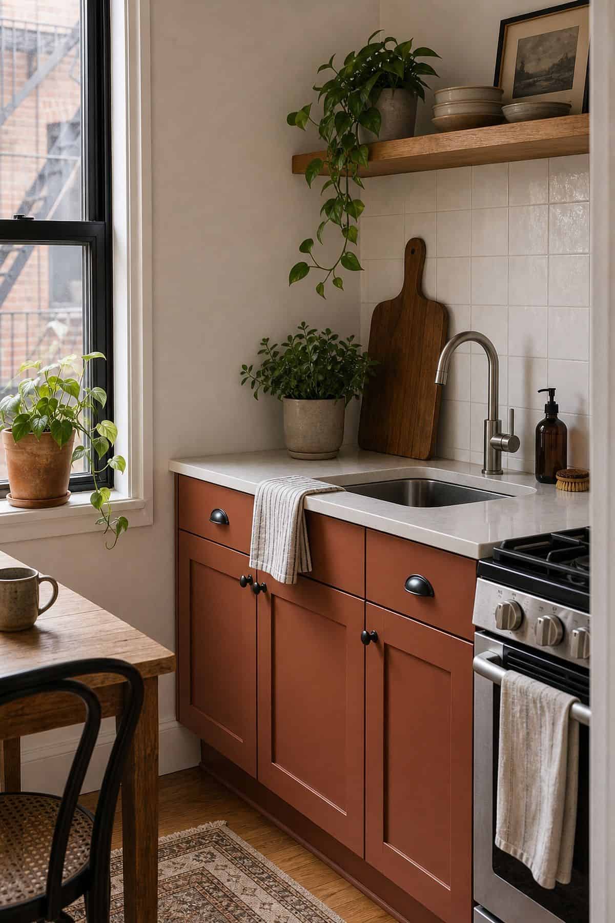 Terracotta kitchen cabinet color idea