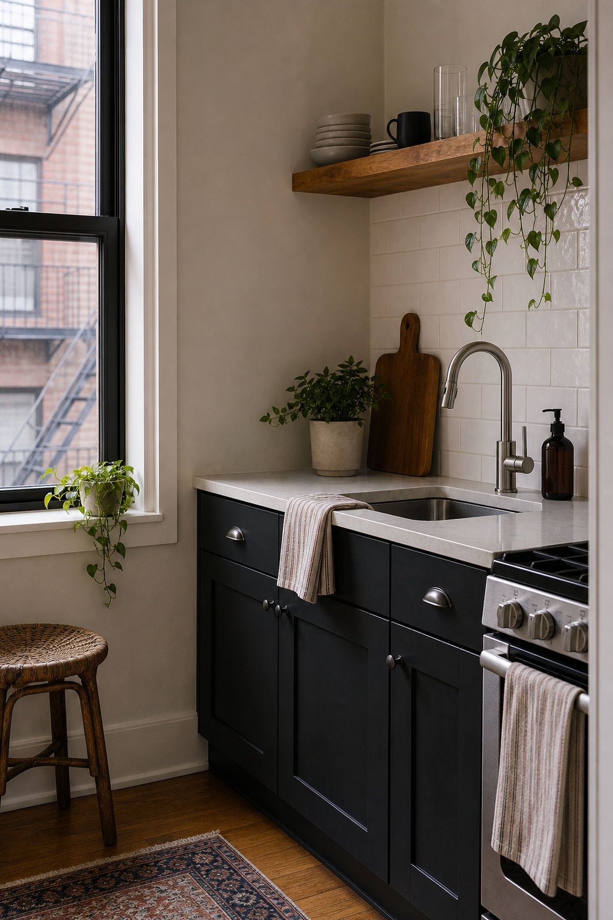 Black or Charcoal kitchen cabinet color idea
