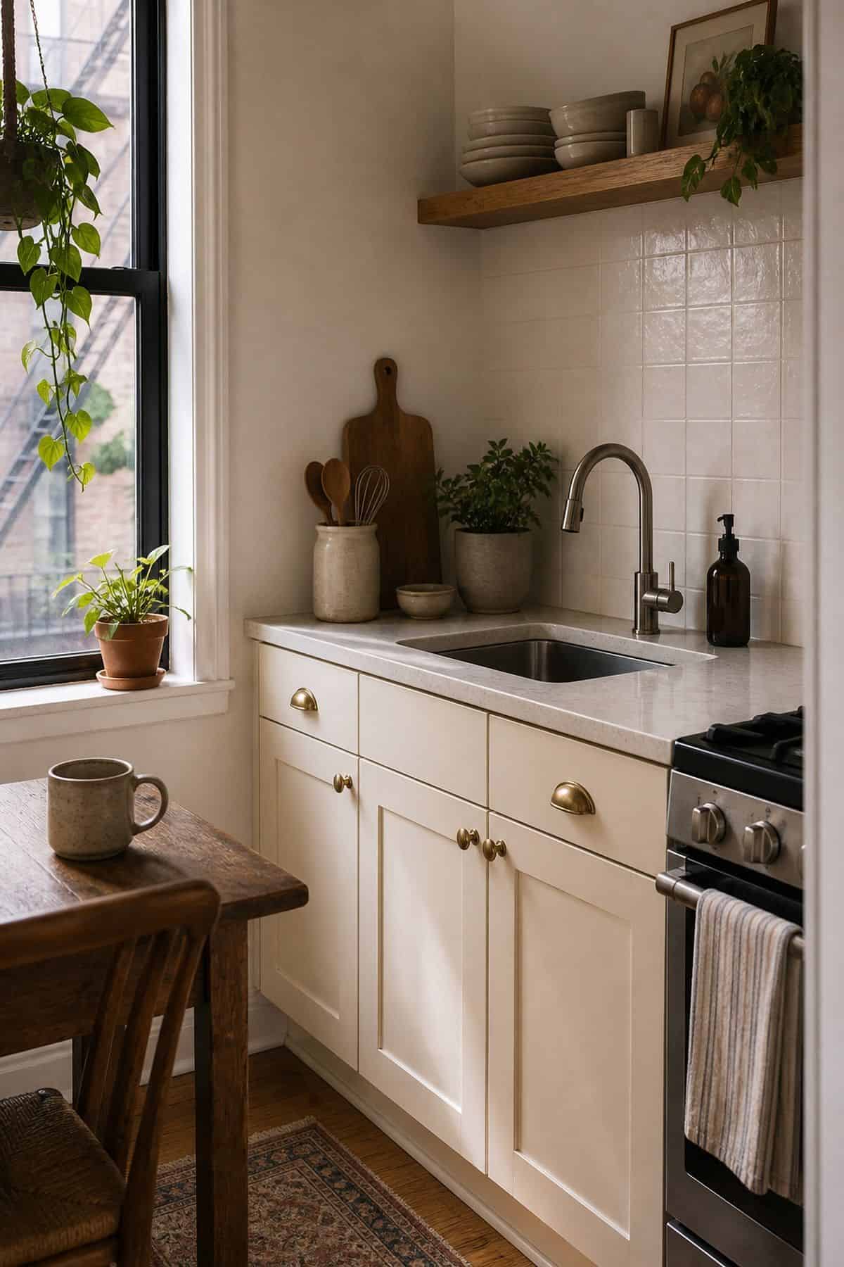 Warm Cream kitchen cabinet color idea