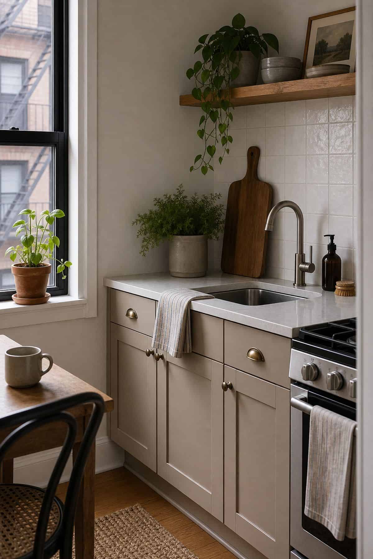 Greige kitchen cabinet color idea