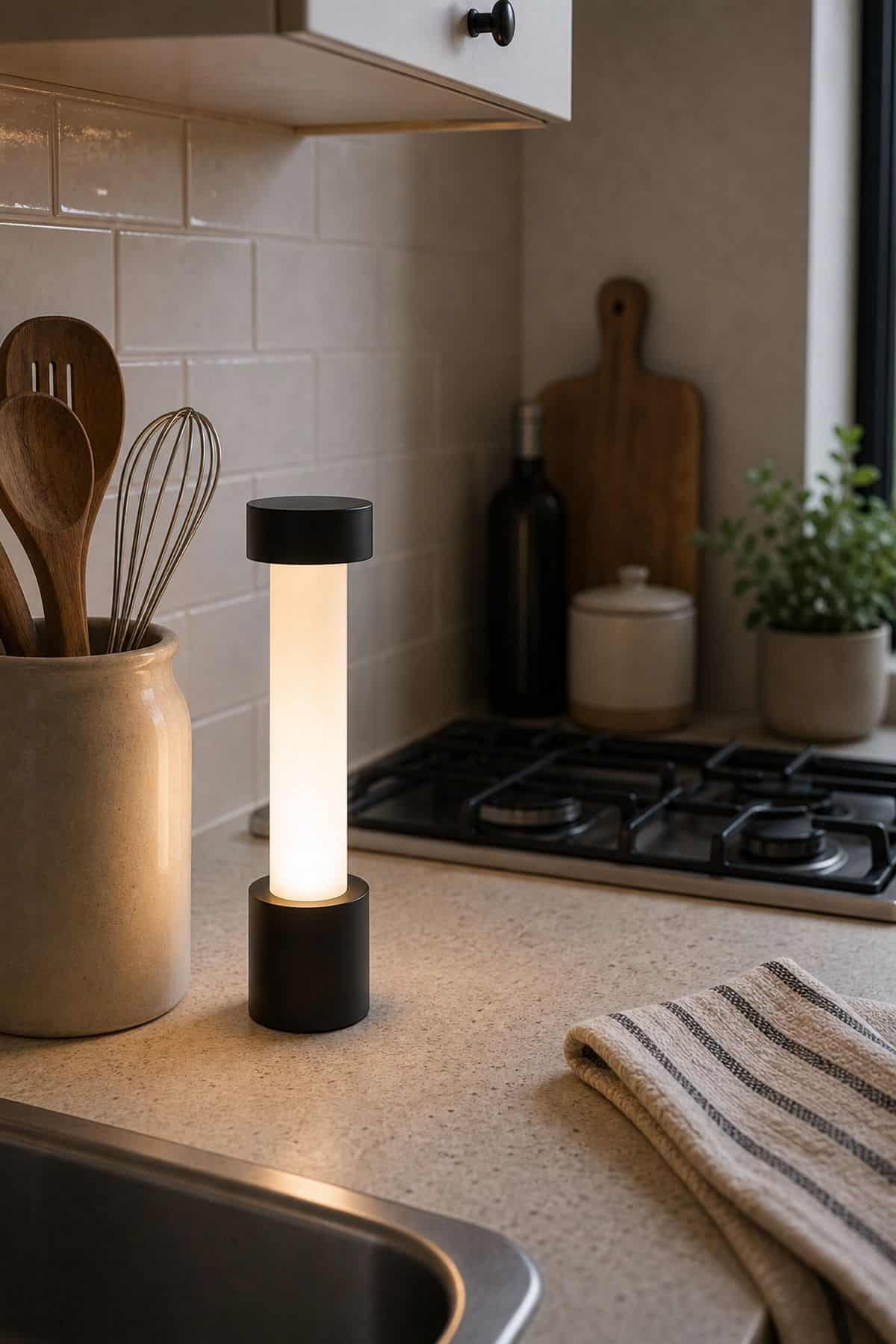 Slim Cylinder Cordless on a small apartment kitchen counter