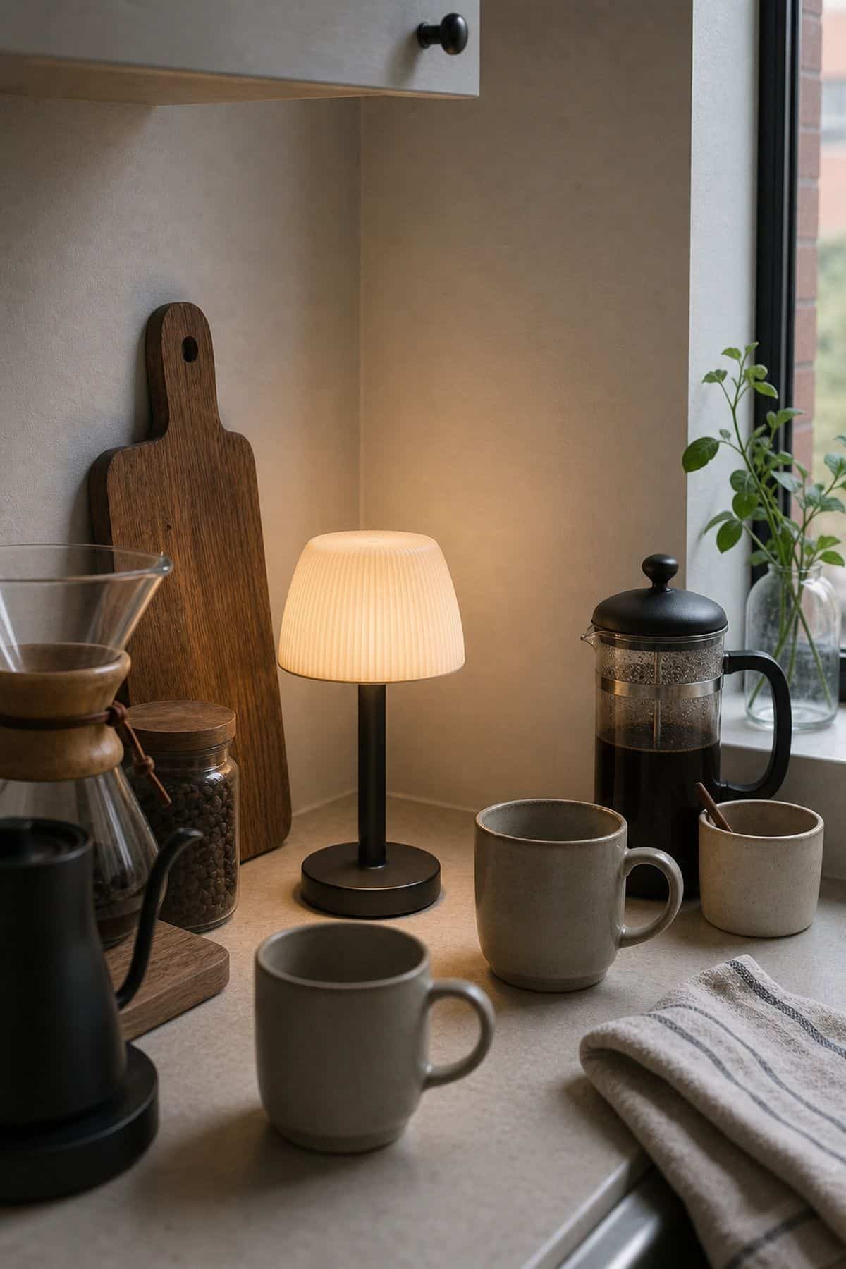 Coffee Station Corner on a small apartment kitchen counter