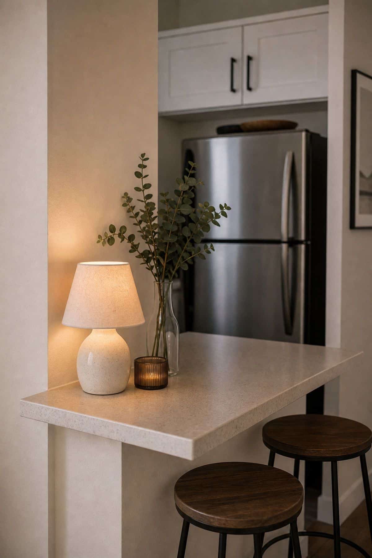 Breakfast Counter End on a small apartment kitchen counter