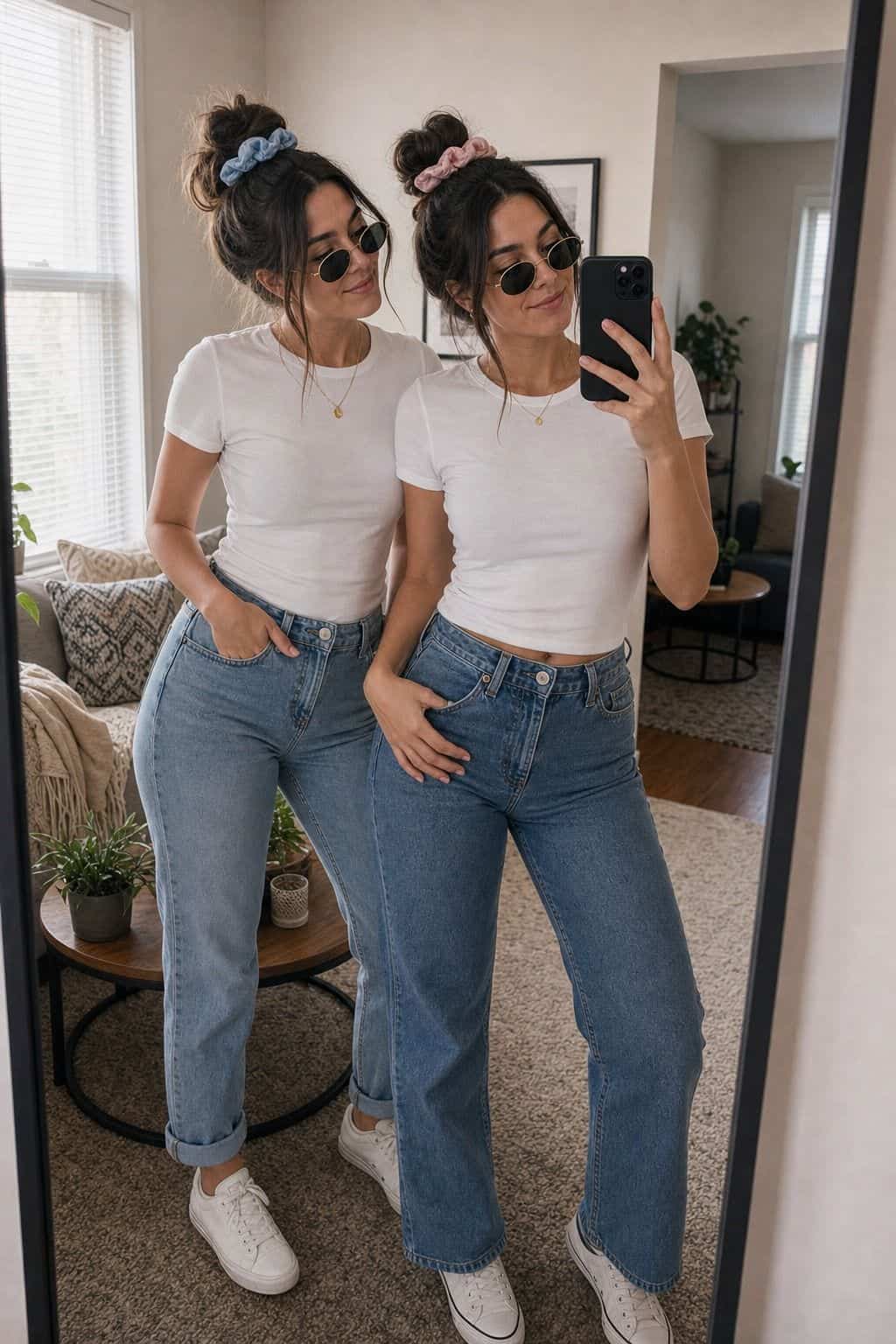 Two of the Same Thing last minute Halloween costume idea in a small apartment