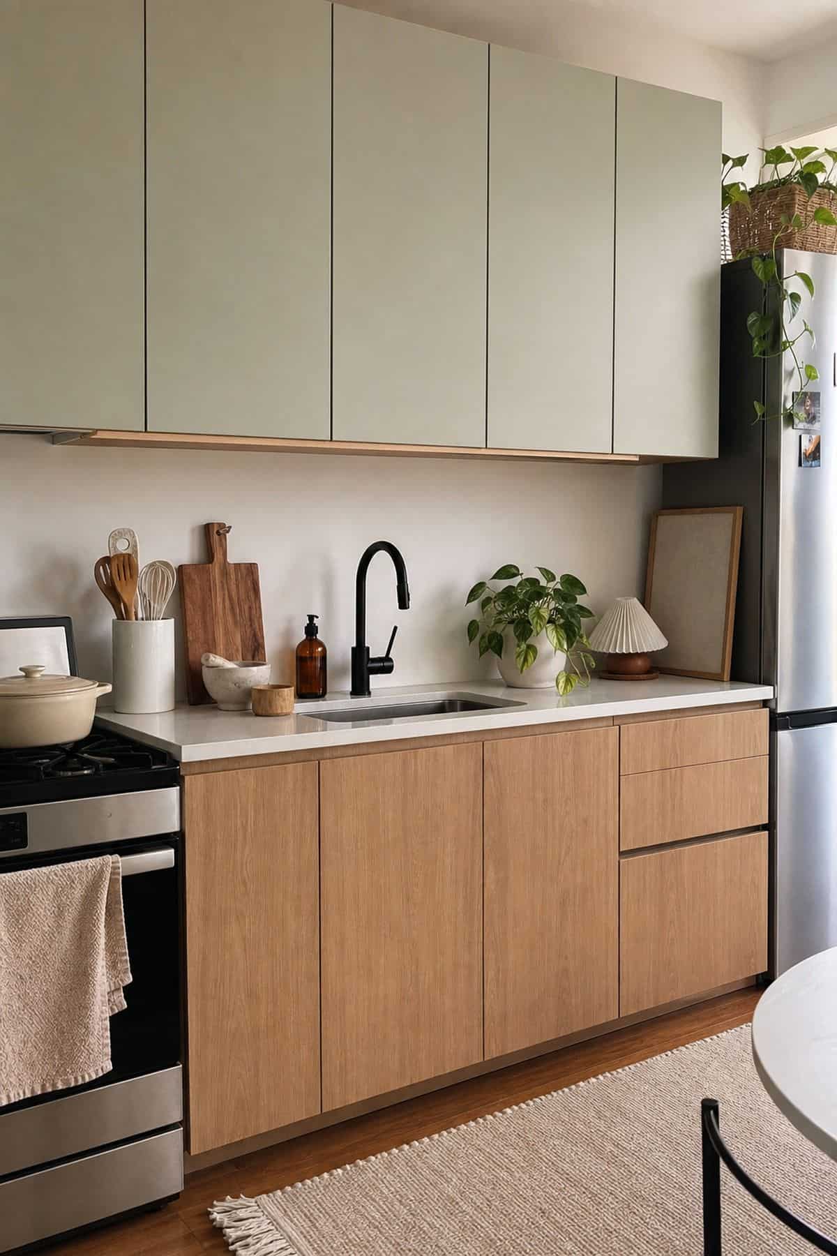 Mixed Material Doors modern kitchen cabinet design idea