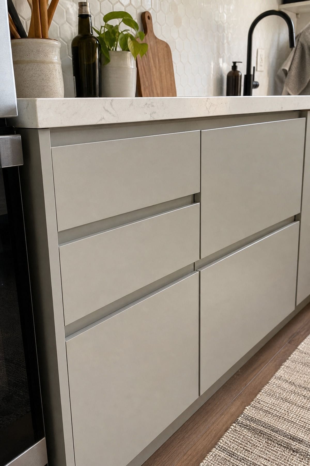Integrated Edge Pulls modern kitchen cabinet design idea