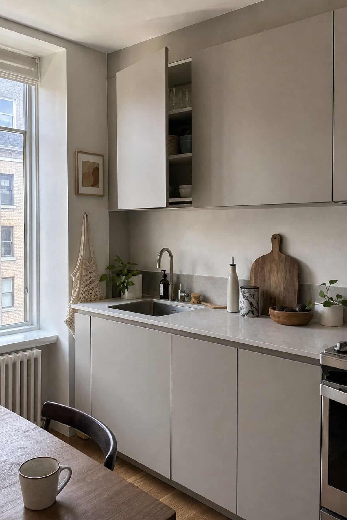 Push-Latch No Hardware modern kitchen cabinet design idea