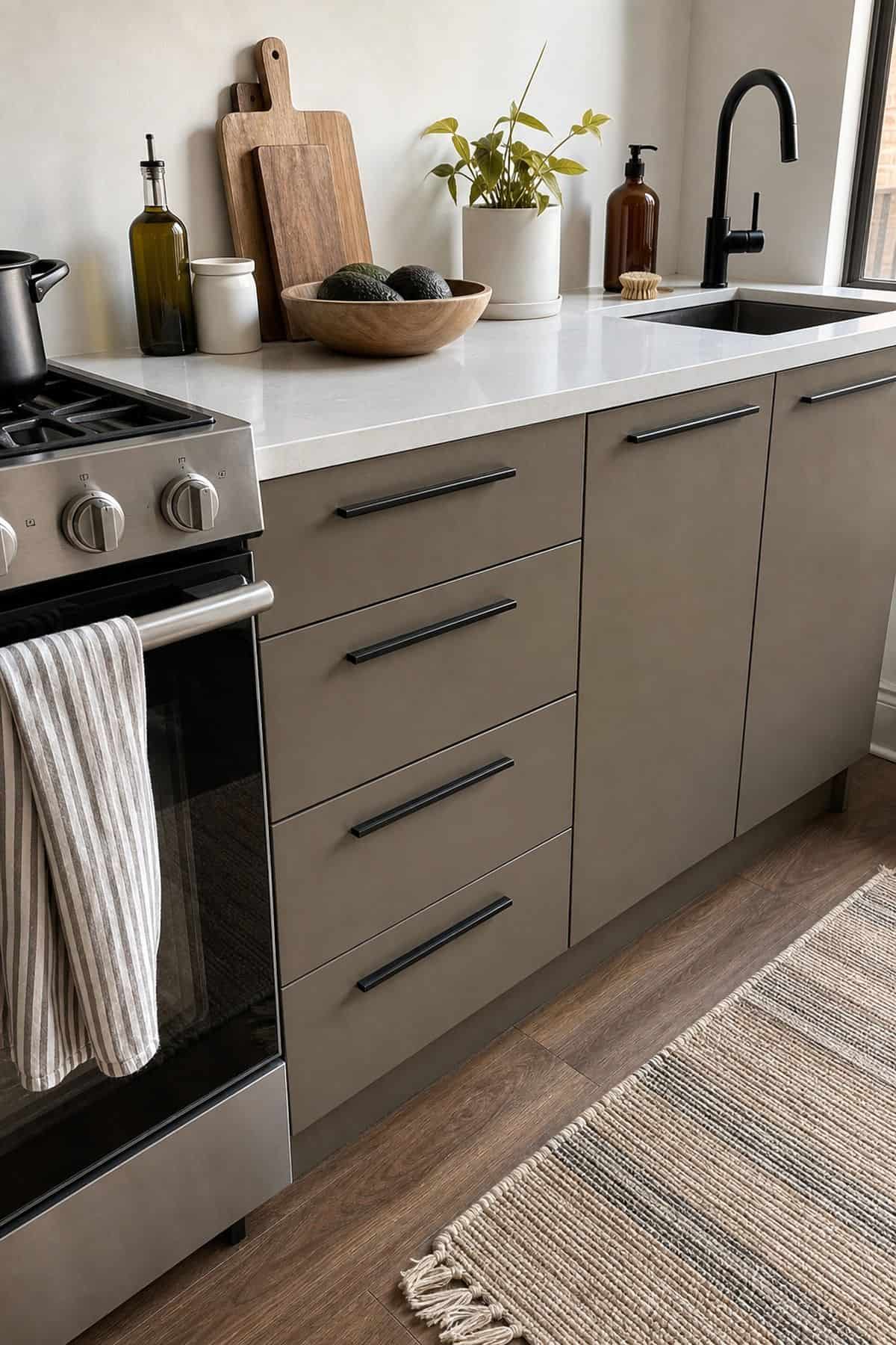 Minimalist Linear Pulls modern kitchen cabinet design idea