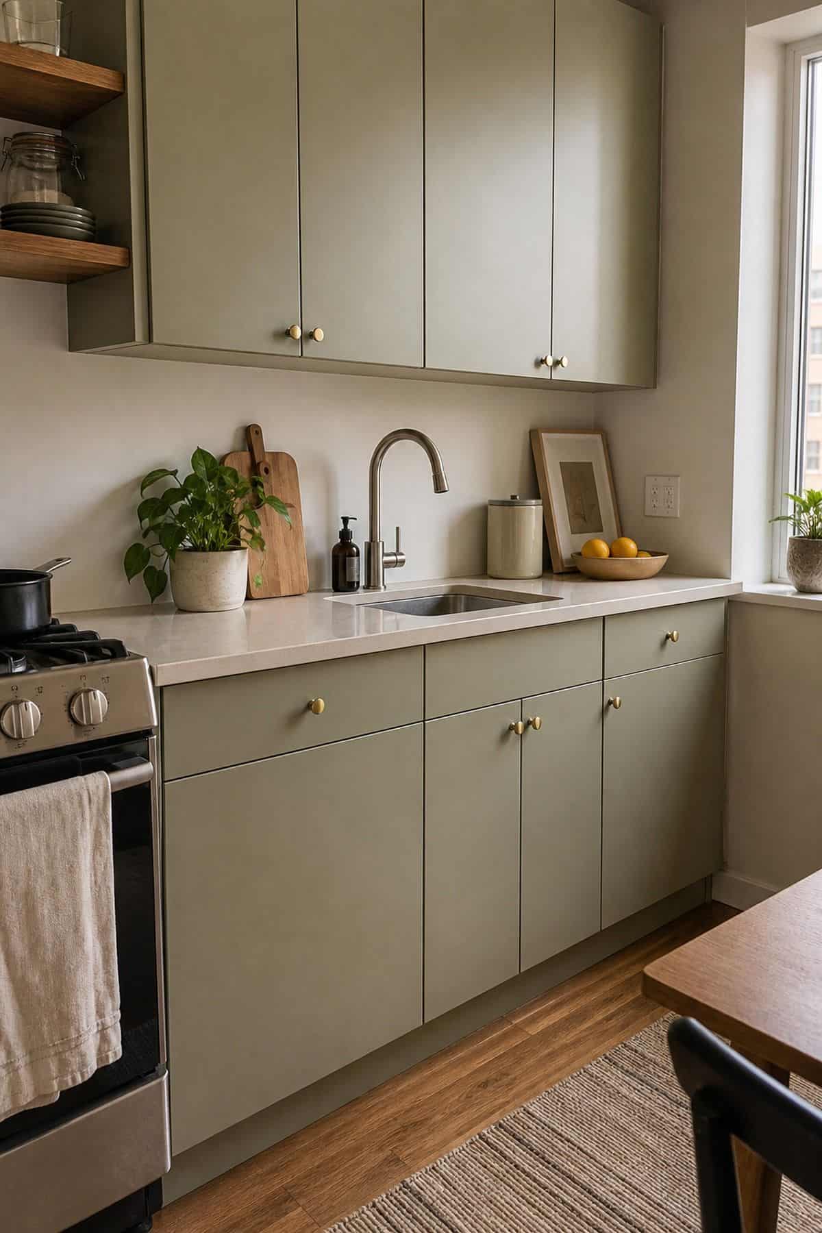 Matte Painted modern kitchen cabinet design idea