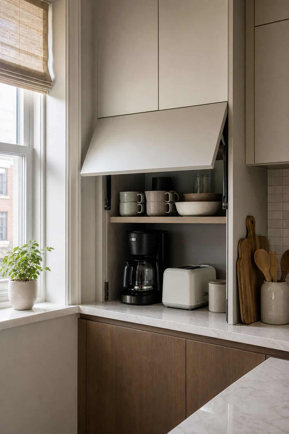 Hidden Appliance Garage modern kitchen cabinet design idea