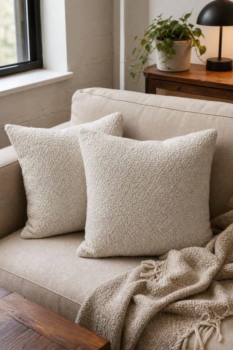Boucle Throw Pillow Covers Set of 2 neutral home decor idea