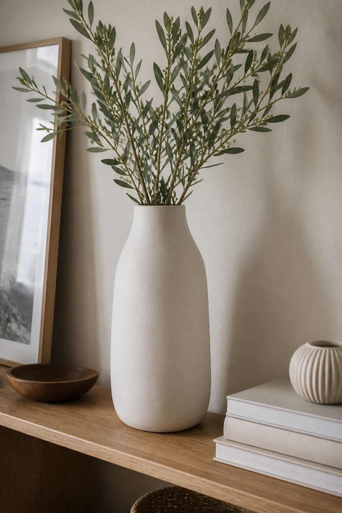 Tall White Matte Ceramic Vase neutral home decor idea
