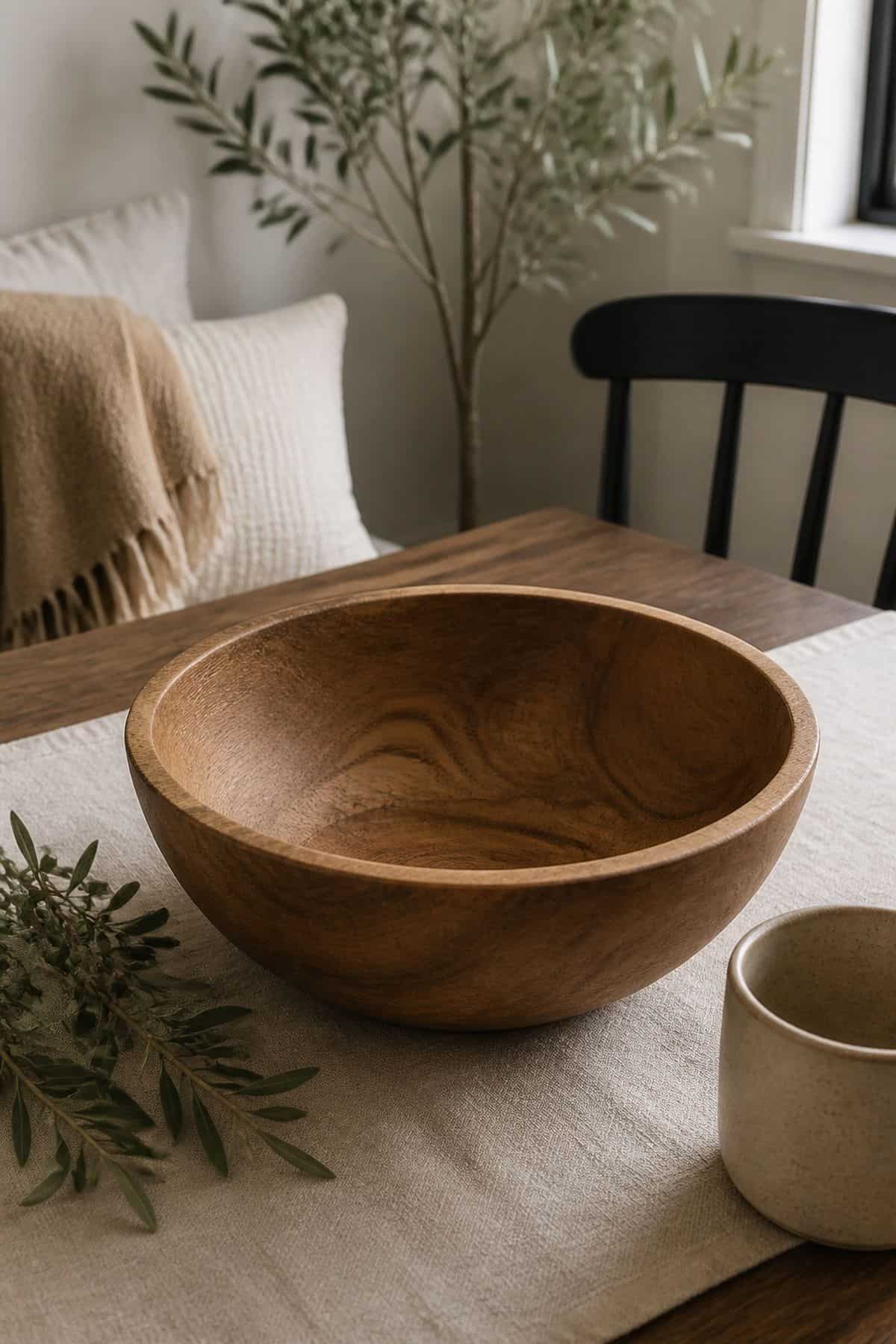 Large Mango Wood Decorative Bowl neutral home decor idea
