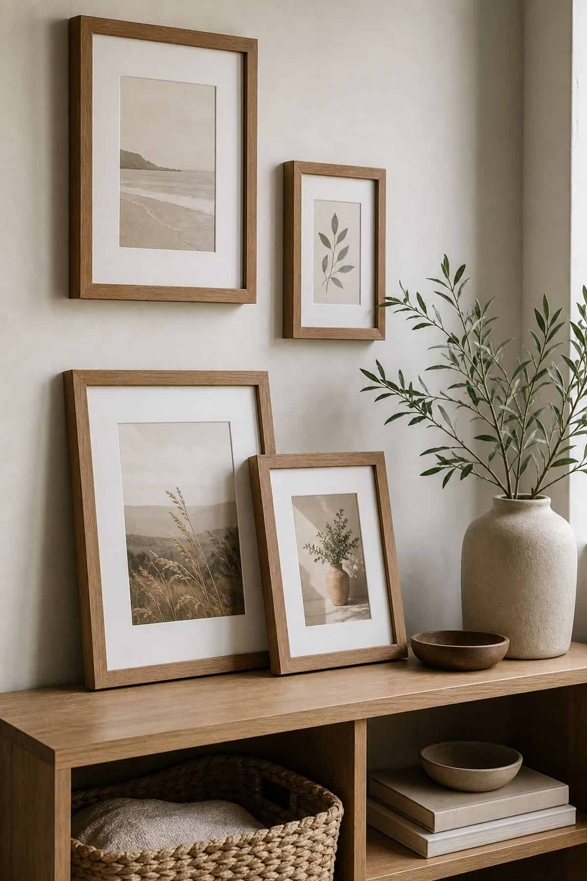 Natural Wood Picture Frame Set neutral home decor idea