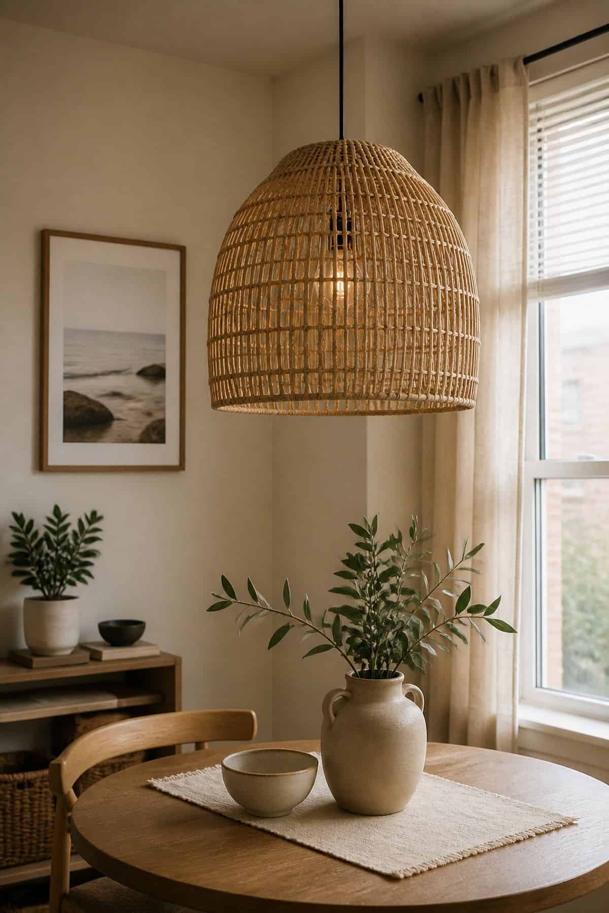 Rattan Pendant Light Shade neutral home decor idea