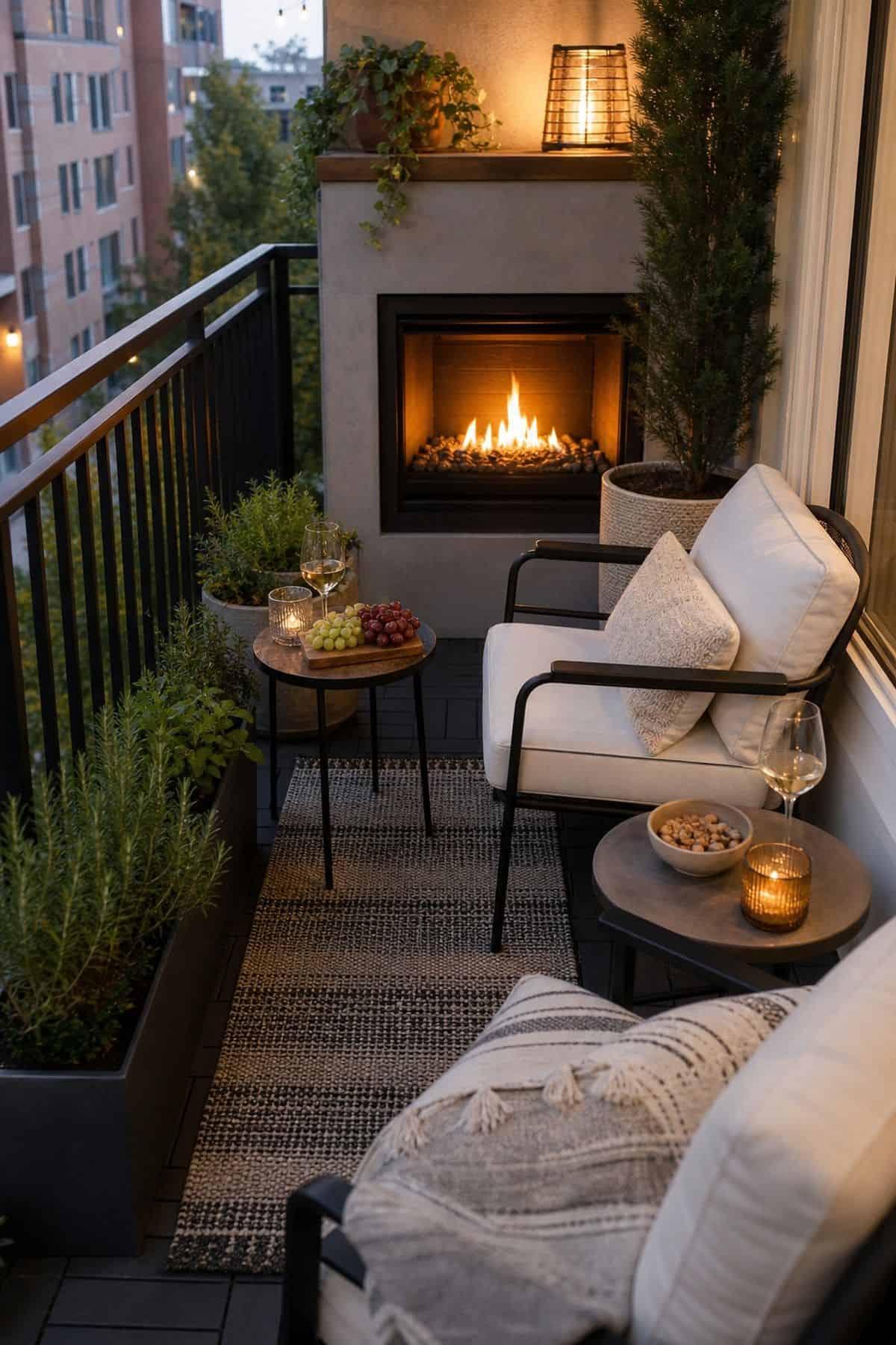 Outdoor fireplace patio decor with include Side Tables for Drinks and Snacks