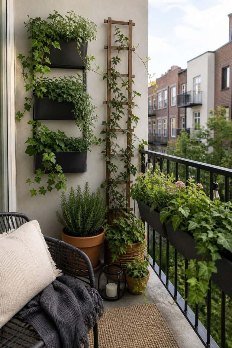 Use vertical planters to maximize space on a small apartment balcony