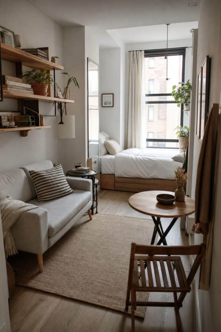 Studio apartment floor plan idea with micro-studio layout